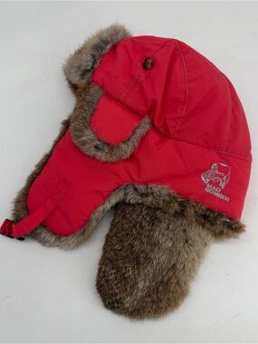 Mad Bomber Rabbit Fur Lined Trapper Bomber Hat Size L Red Winter Ushanka Winter